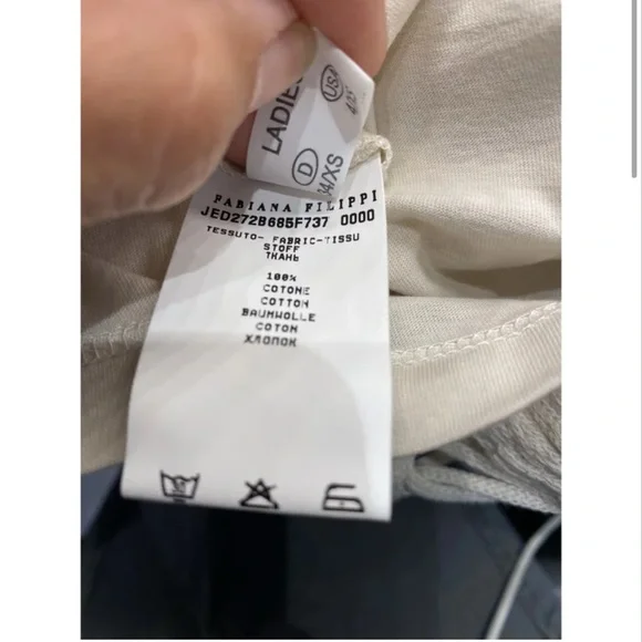 Fabiani Filippi Cream Cototn Crochet Overlay T-Shirt - Picture 3 of 6